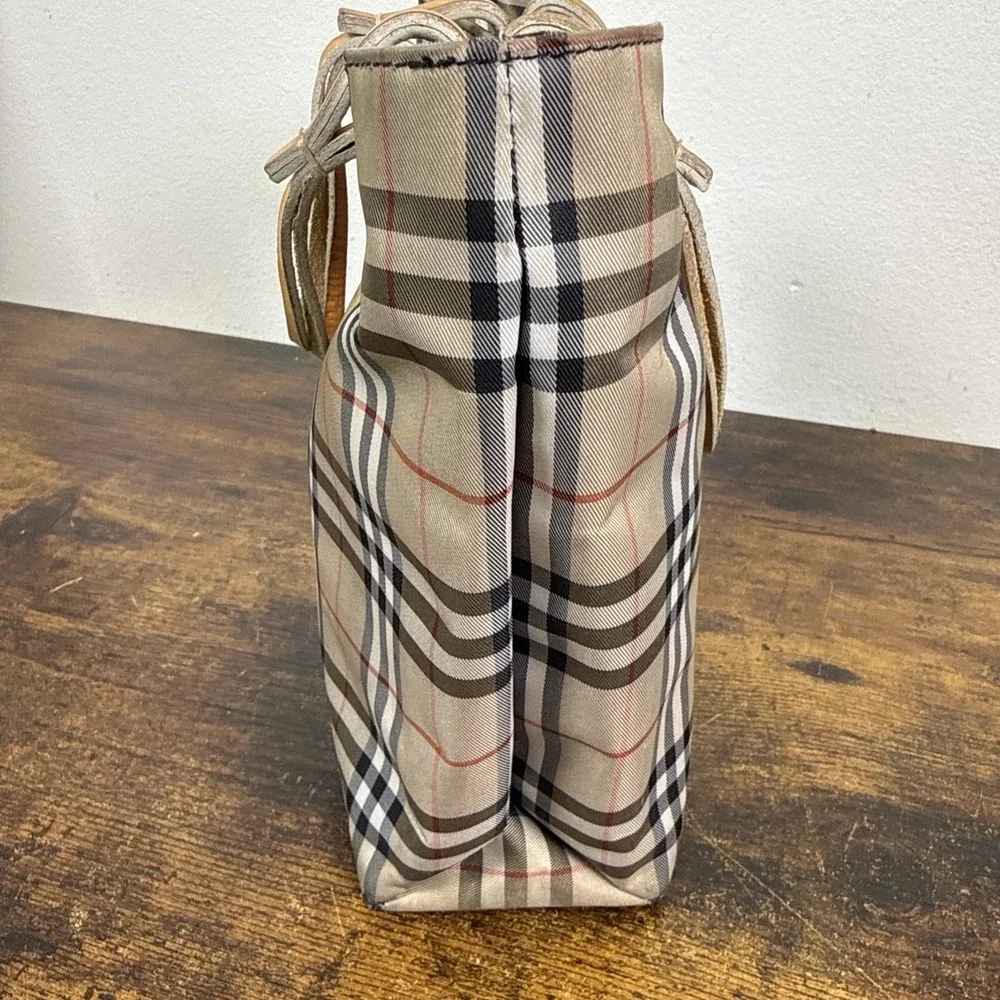 Burberry London Nova Check Tote – Coated Canvas & Leather – 9x8x4 Classic ITALY